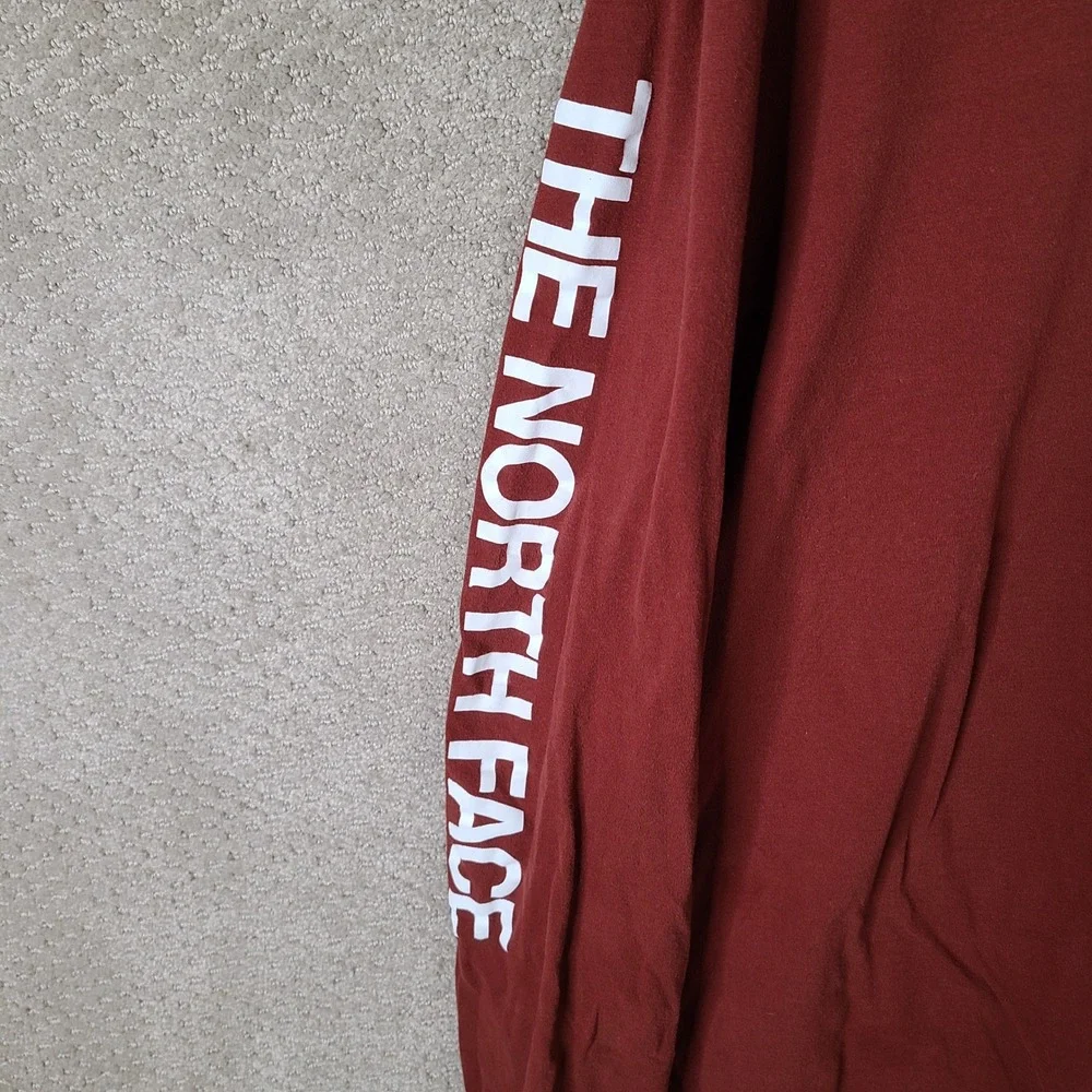 The North Face Shirt Mens XXL Red Long Sleeve Crew Neck Cotton Casual Outdoors